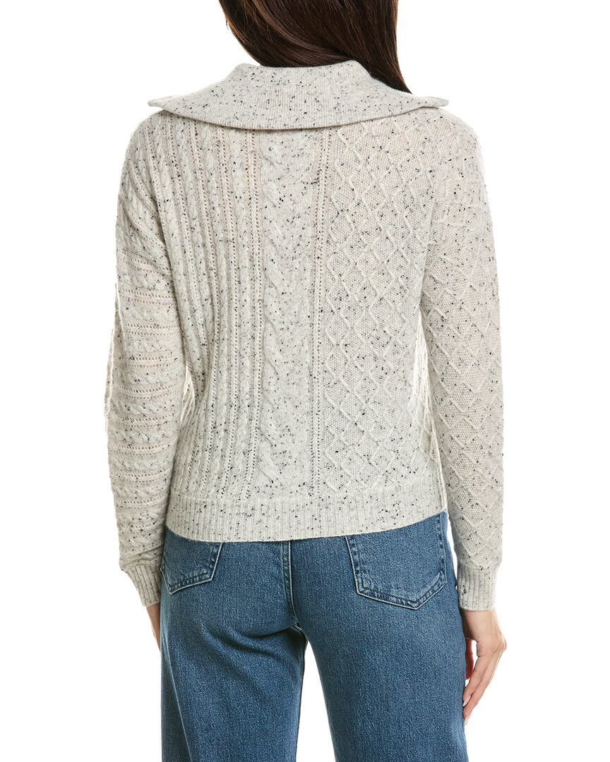 Brodie Cashmere Brodie Cashmere Mix Cable Half Zip Cashmere Sweater