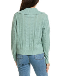 Brodie Cashmere Brodie Cashmere Mixed Cable Collared Button Up Cashmere Polo Sweater