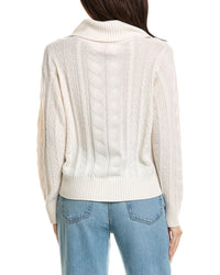 Brodie Cashmere Brodie Cashmere Mixed Cable Collared Button Up Cashmere Polo Sweater