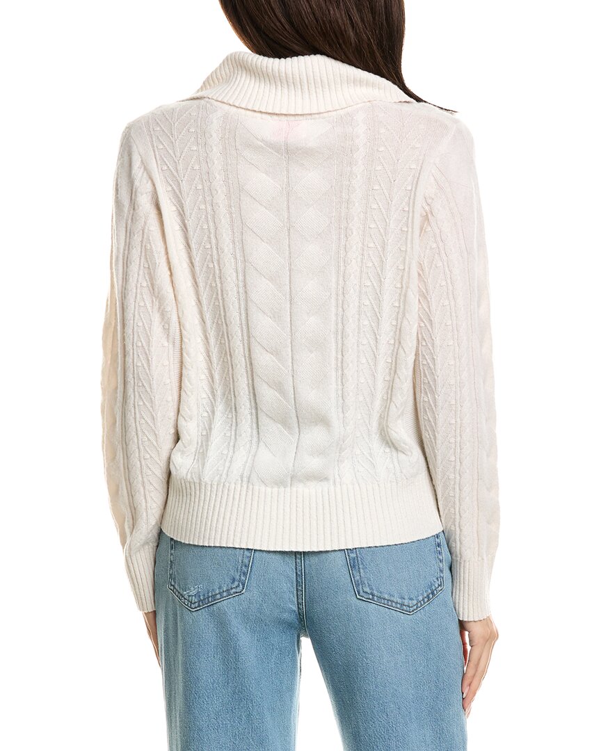 Brodie Cashmere Brodie Cashmere Mixed Cable Collared Button Up Cashmere Polo Sweater