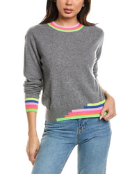 Brodie Cashmere Brodie Cashmere Multicolored Trim Crewneck Cashmere Sweater