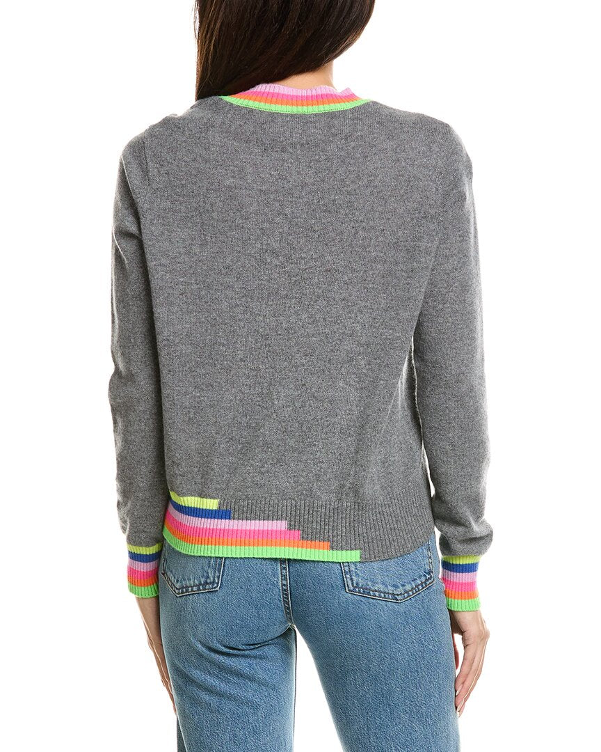 Brodie Cashmere Brodie Cashmere Multicolored Trim Crewneck Cashmere Sweater