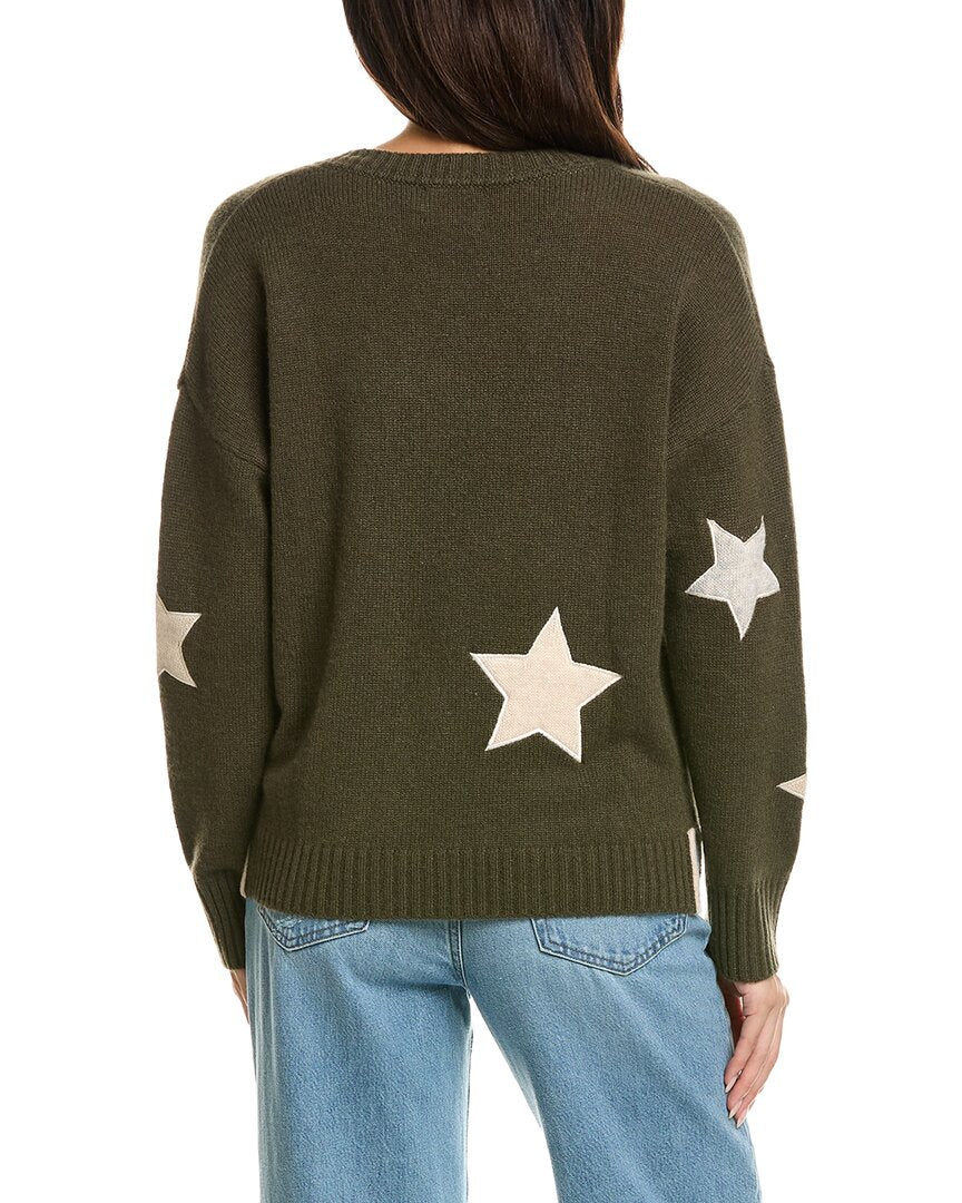 Brodie Cashmere Brodie Cashmere Perrie Patch Star V-Neck Cashmere Sweater