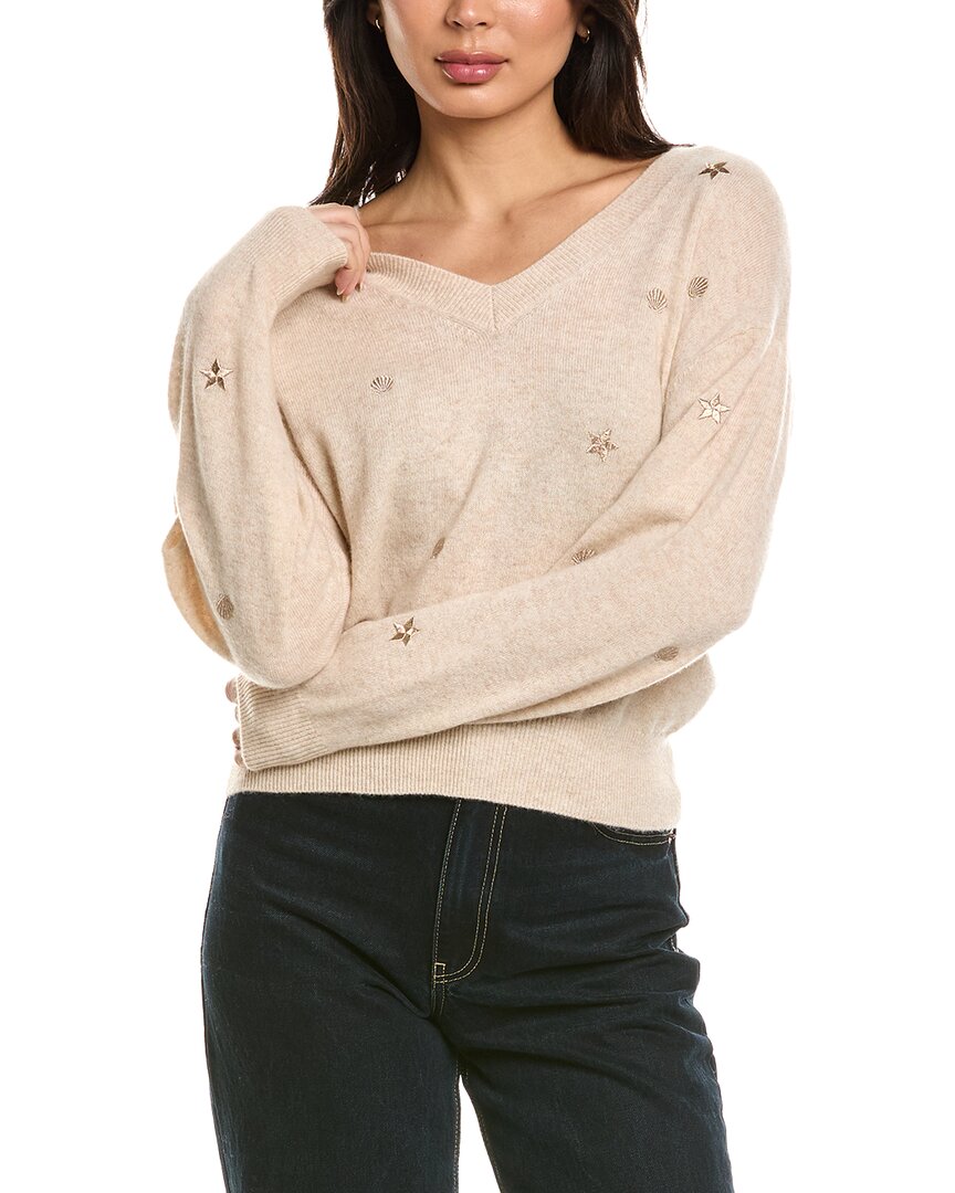 Brodie Cashmere Brodie Cashmere Sea Embroidery V-Neck Cashmere Sweater