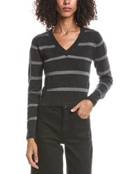 Brodie Cashmere Brodie Cashmere Simone Stripe Cashmere-Blend V-Neck Cashmere Sweater
