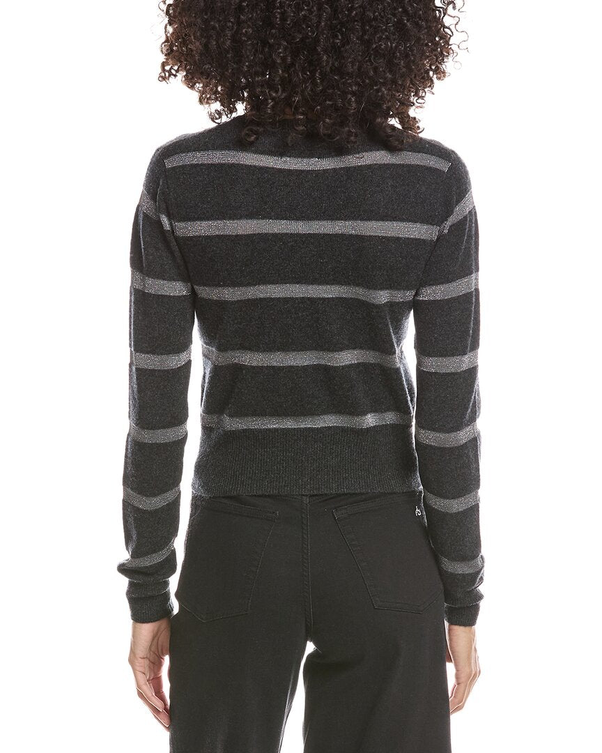 Brodie Cashmere Brodie Cashmere Simone Stripe Cashmere-Blend V-Neck Cashmere Sweater