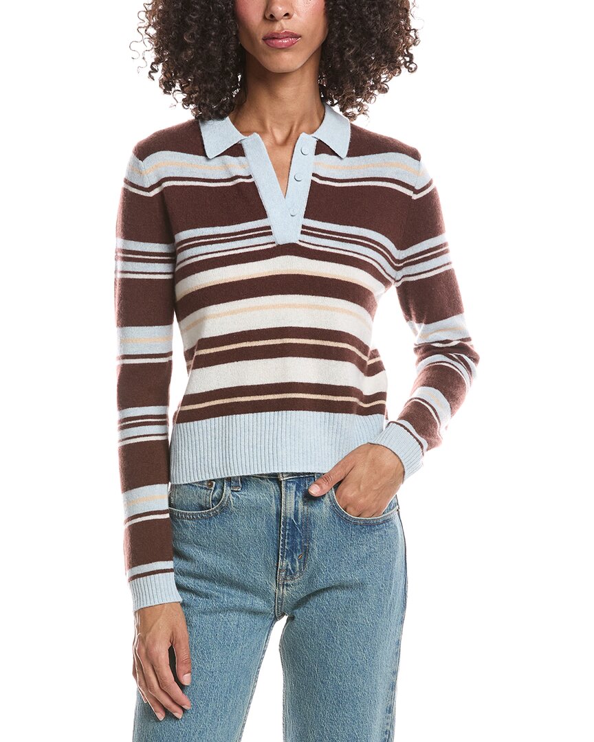 Brodie Cashmere Brodie Cashmere Slim Fit Stripey Polo Cashmere Sweater