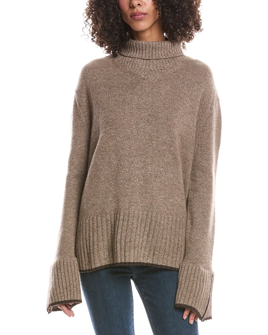 Brodie Cashmere Brodie Cashmere Split Cuff High Neck Cashmere Sweater