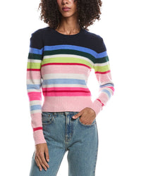 Brodie Cashmere Brodie Cashmere Striped Stitch Maya Crewneck Cashmere Sweater