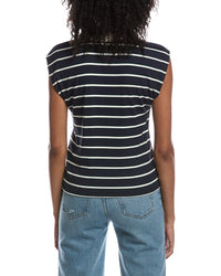 Michael Stars Michael Stars Ester Stripe Power Shoulder Polo Shirt