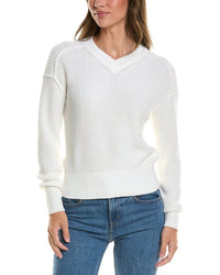 Cotton By Autumn Cashmere Exposed Seam V-Neck Sweater