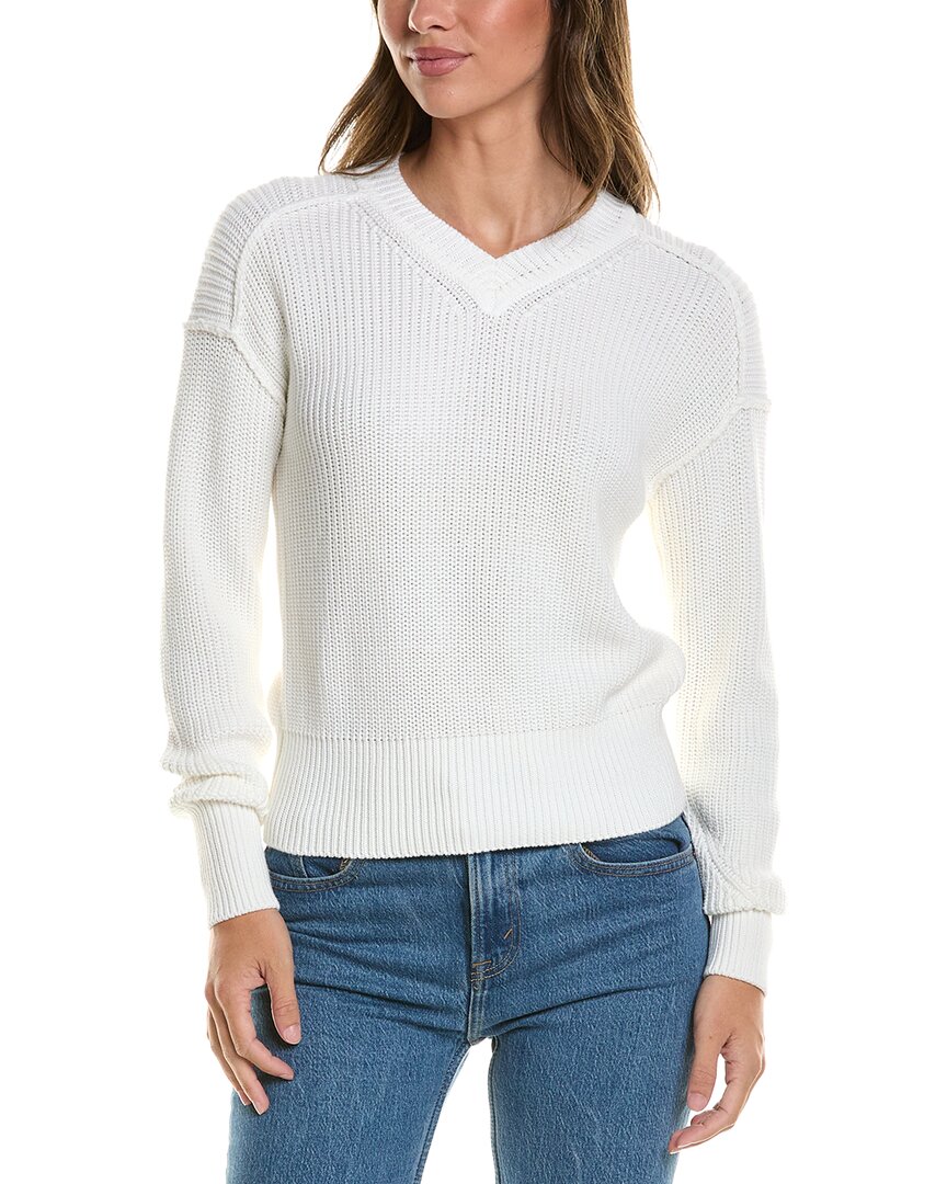 Cotton By Autumn Cashmere Exposed Seam V-Neck Sweater