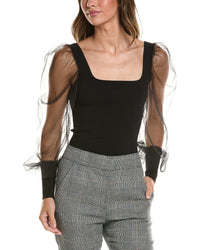 Autumn Cashmere Sheer Sleeve Top