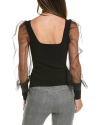 Autumn Cashmere Sheer Sleeve Top