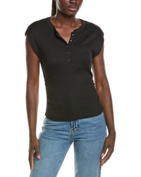 Michael Stars Michael Stars Joni Snap Henley Power Shoulder Top