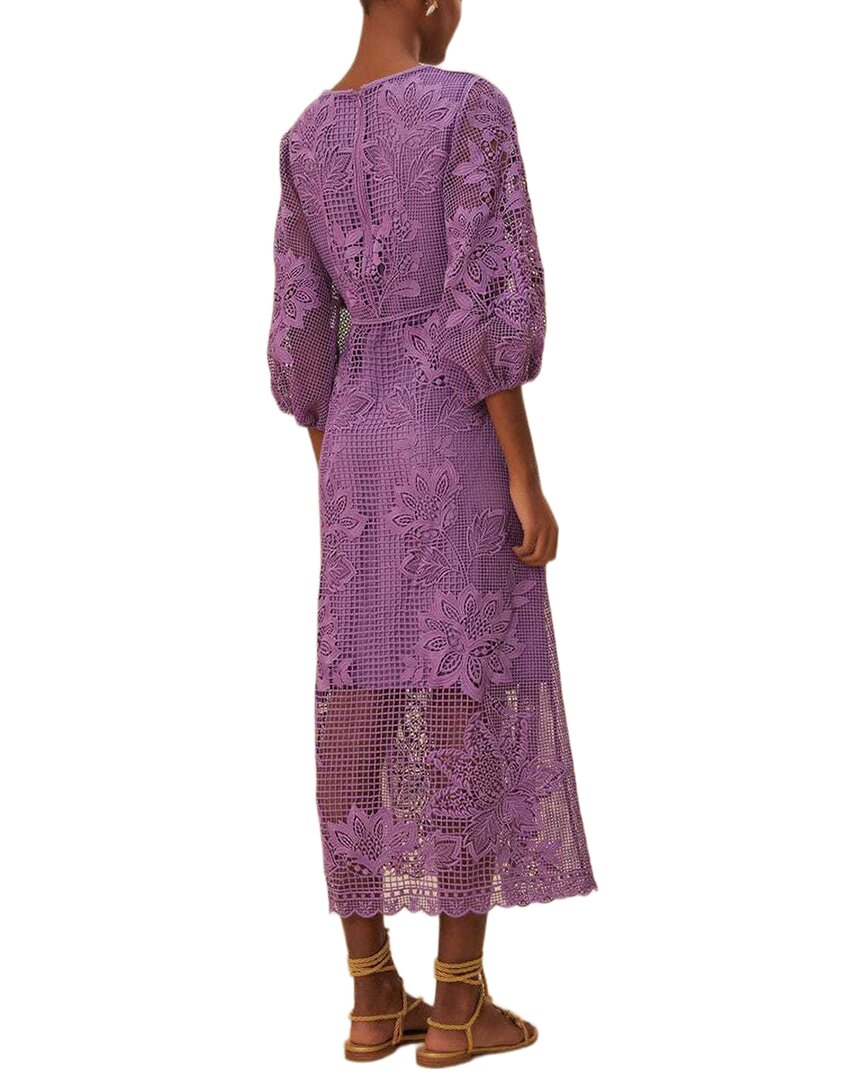 farm rio purple dress printed crepe de chine maxi dress - purple