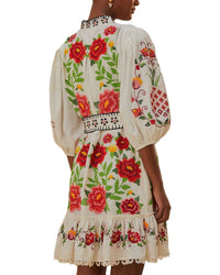 FARM Rio Farm Rio Linen-Blend Embroidered Carmina Floral Mini Dress