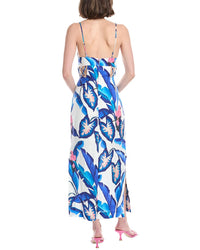 FARM Rio Farm Rio Blue Foliage Linen Maxi Dress