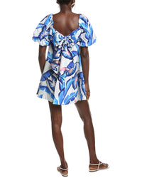 FARM Rio Farm Rio Blue Foliage Off-White Mini Dress