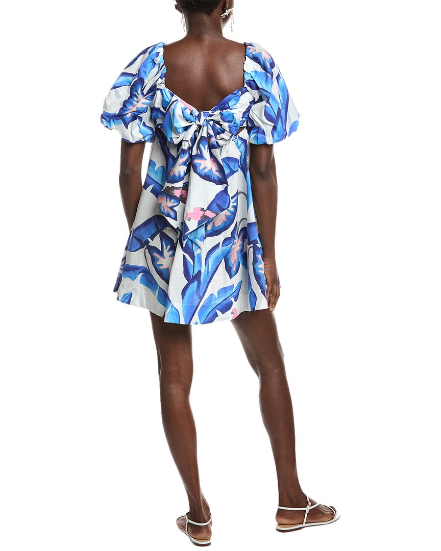 FARM Rio Farm Rio Blue Foliage Off-White Mini Dress