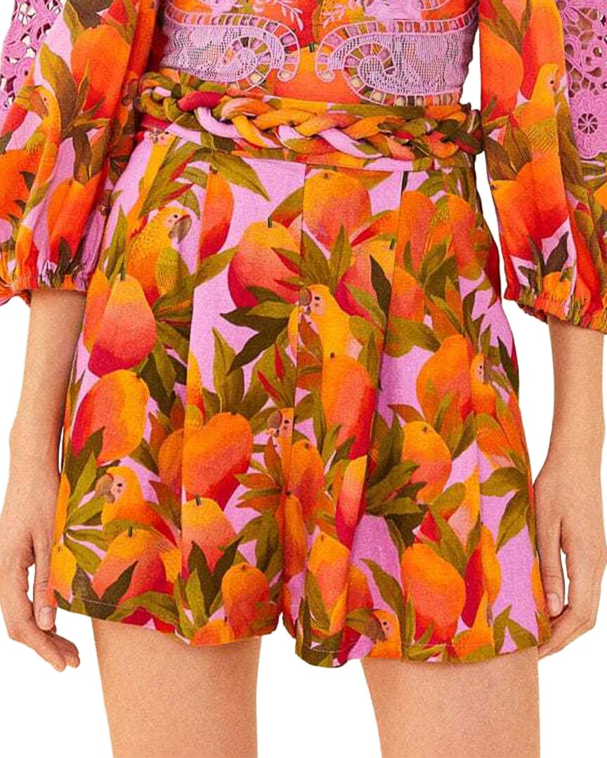 FARM Rio Farm Rio Linen-Blend Mango Macaws Shorts
