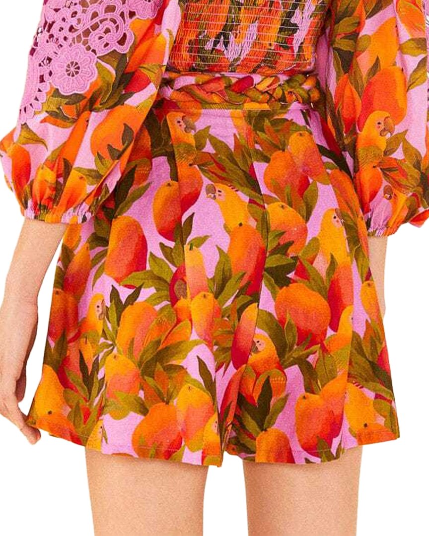 FARM Rio Farm Rio Linen-Blend Mango Macaws Shorts