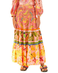 FARM Rio Farm Rio Mixed Pink Prints Midi Skirt