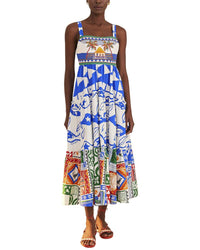 FARM Rio Farm Rio Mixed Pitta Colors Embroidered Top & Midi Skirt Set