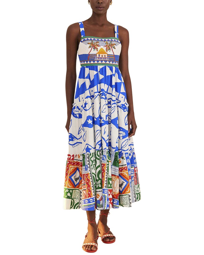 FARM Rio Farm Rio Mixed Pitta Colors Embroidered Top & Midi Skirt Set