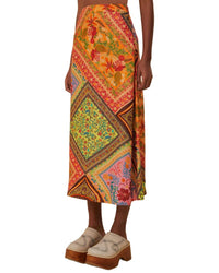 FARM Rio Farm Rio Mixed Scarves Multicolor Midi Skirt