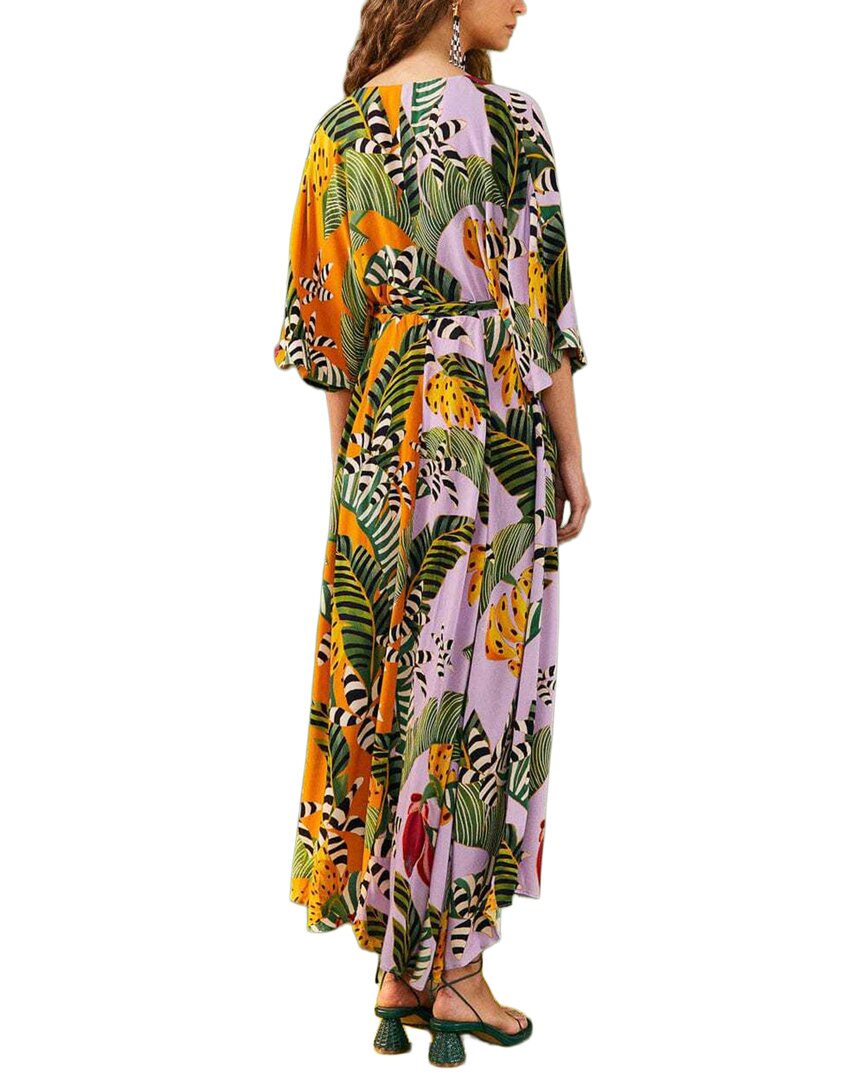 FARM Rio Farm Rio Mixed Striped Bananas Maxi Wrap Dress