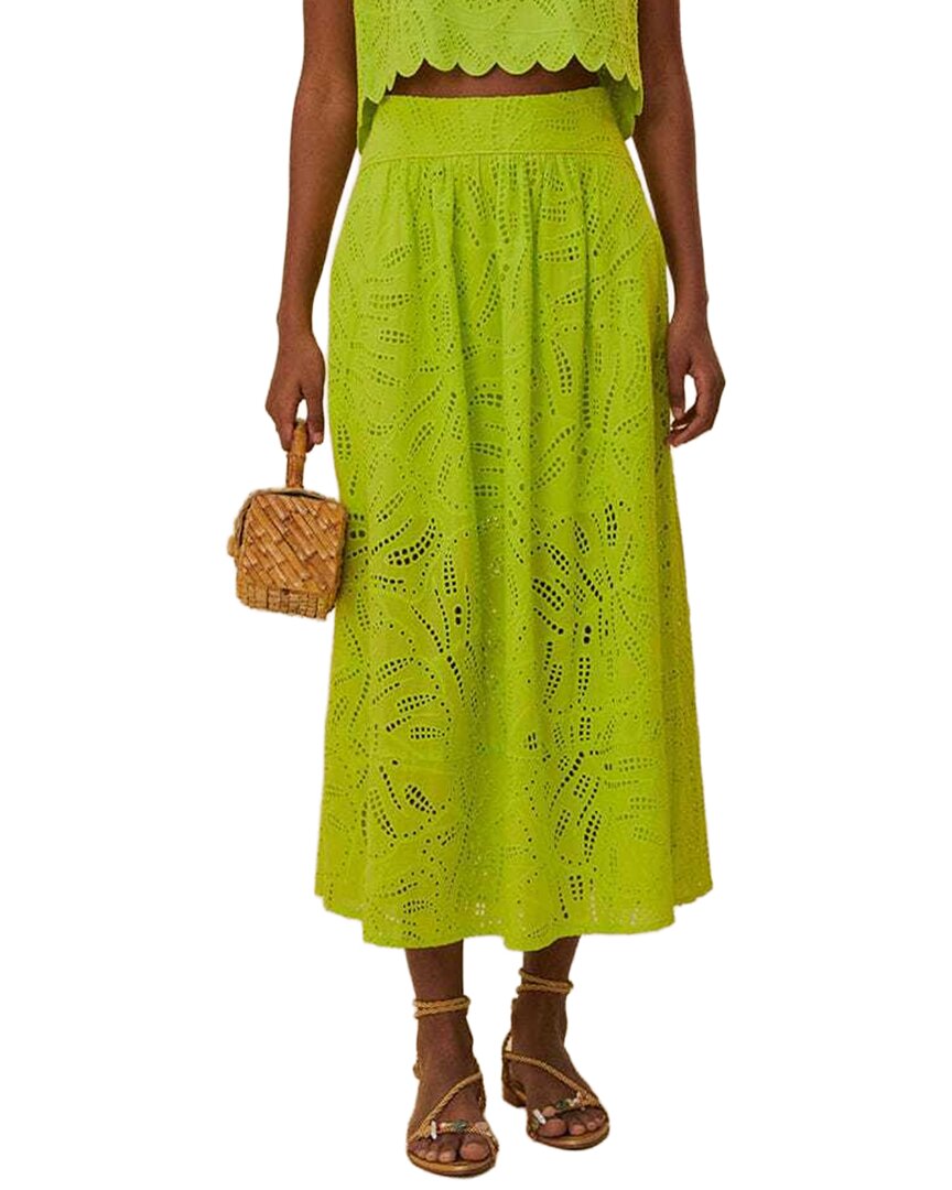FARM Rio Farm Rio Monstera Eyelet Green Maxi Skirt