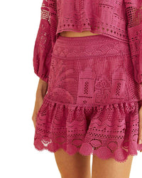 FARM Rio Farm Rio Morada Boa Guipire Pink Mini Skirt