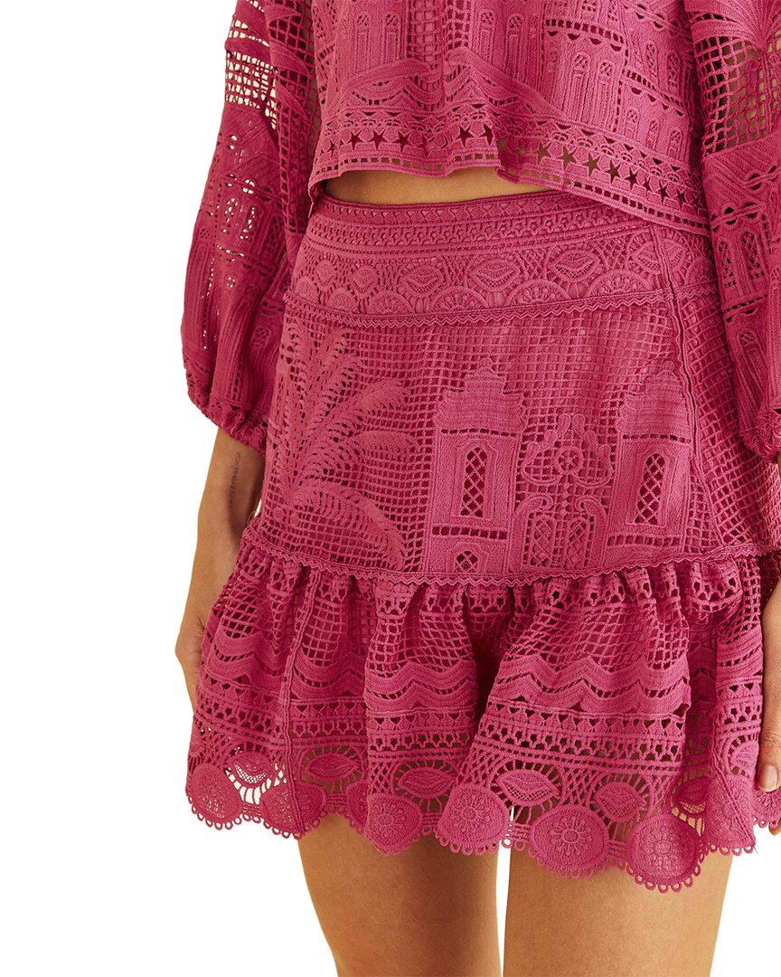 FARM Rio Farm Rio Morada Boa Guipire Pink Mini Skirt