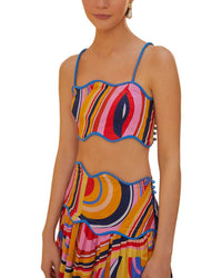FARM Rio Farm Rio Multicolor Waves Crop Top