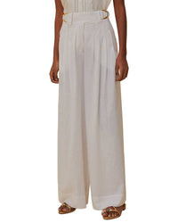 FARM Rio Farm Rio Linen-Blend Off-White Linen Low Waist Pants