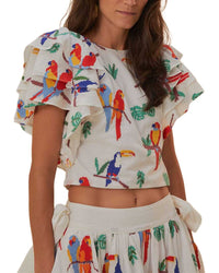 FARM Rio Farm Rio Off-White Stitched Birds Blouse