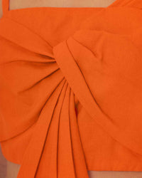 FARM Rio Farm Rio Linen-Blend Orange Front Bow Top