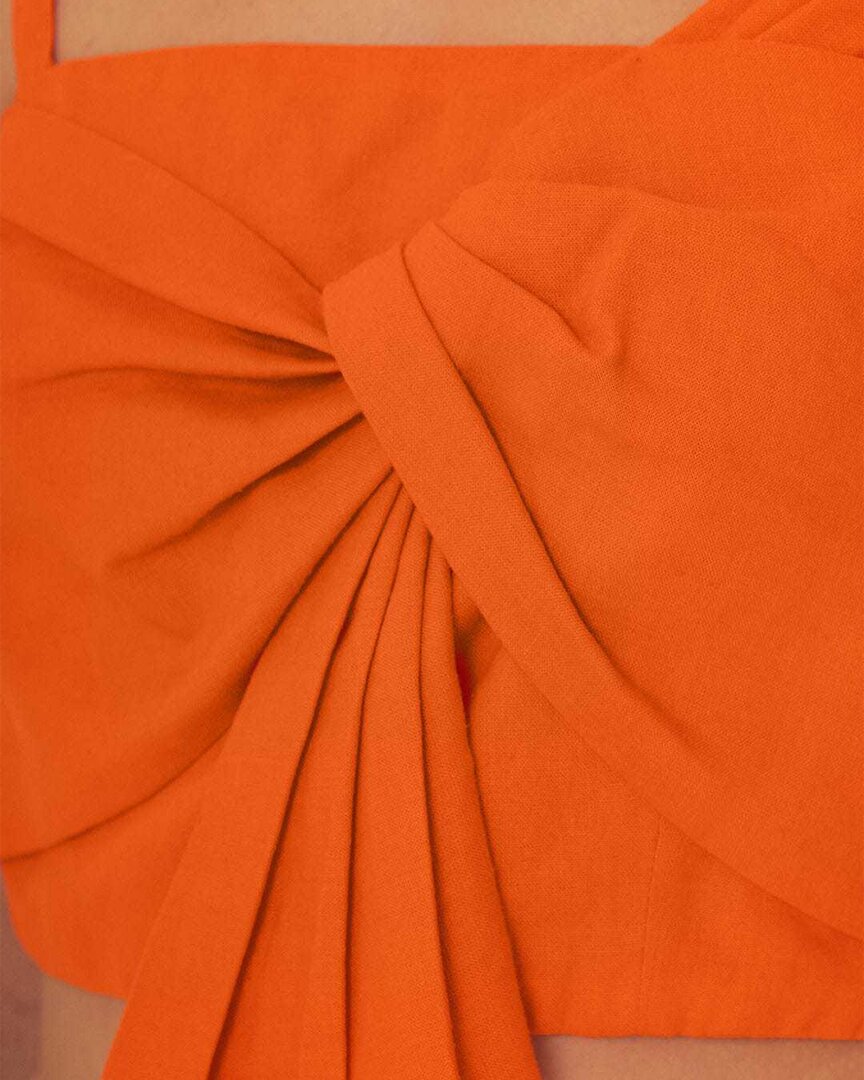 FARM Rio Farm Rio Linen-Blend Orange Front Bow Top