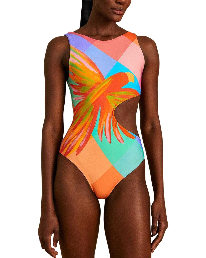 FARM Rio Farm Rio Painted Birds Blue Plaid One-Piece