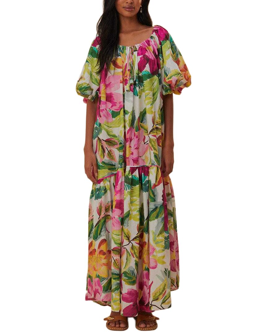 FARM Rio Farm Rio Painted Flowers Off-White Off The Shoulder Shirt