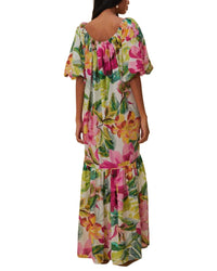 FARM Rio Farm Rio Painted Flowers Off-White Off The Shoulder Shirt