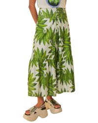 Farm Rio Palm Fan Off-White Maxi Skirt