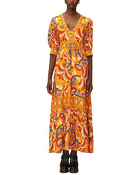 FARM Rio Farm Rio Palms Party Yellow Short Sleeve Maxi Dress