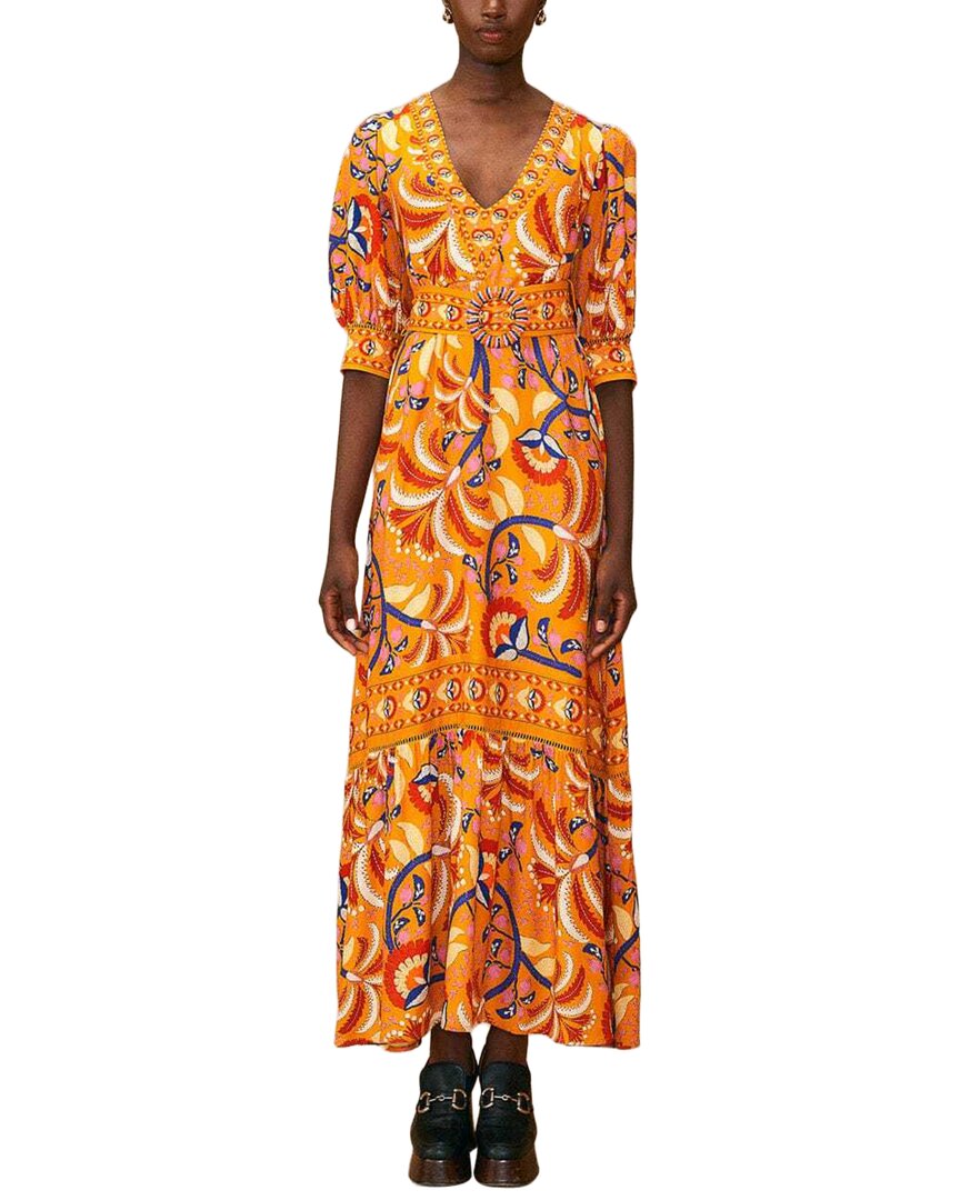 FARM Rio Farm Rio Palms Party Yellow Short Sleeve Maxi Dress
