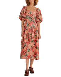 FARM Rio Farm Rio Pineapple Bloom Red Cut Out Midi Dress