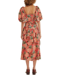 FARM Rio Farm Rio Pineapple Bloom Red Cut Out Midi Dress