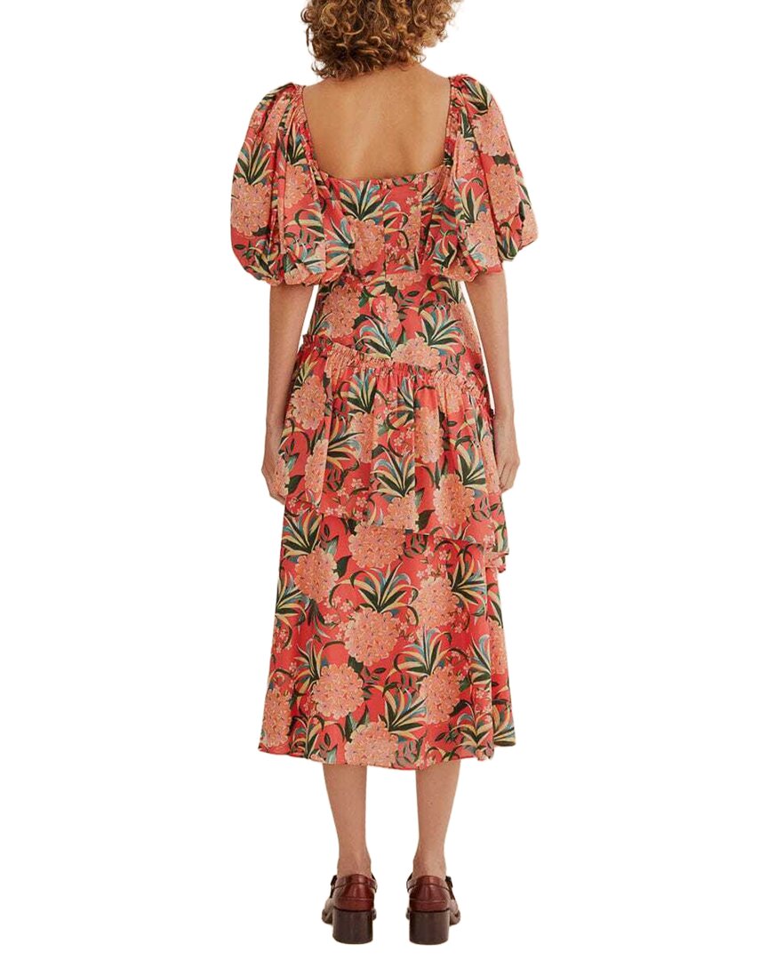 FARM Rio Farm Rio Pineapple Bloom Red Cut Out Midi Dress