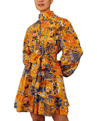 FARM Rio Farm Rio Pineapple Flowers Yellow Mini Dress
