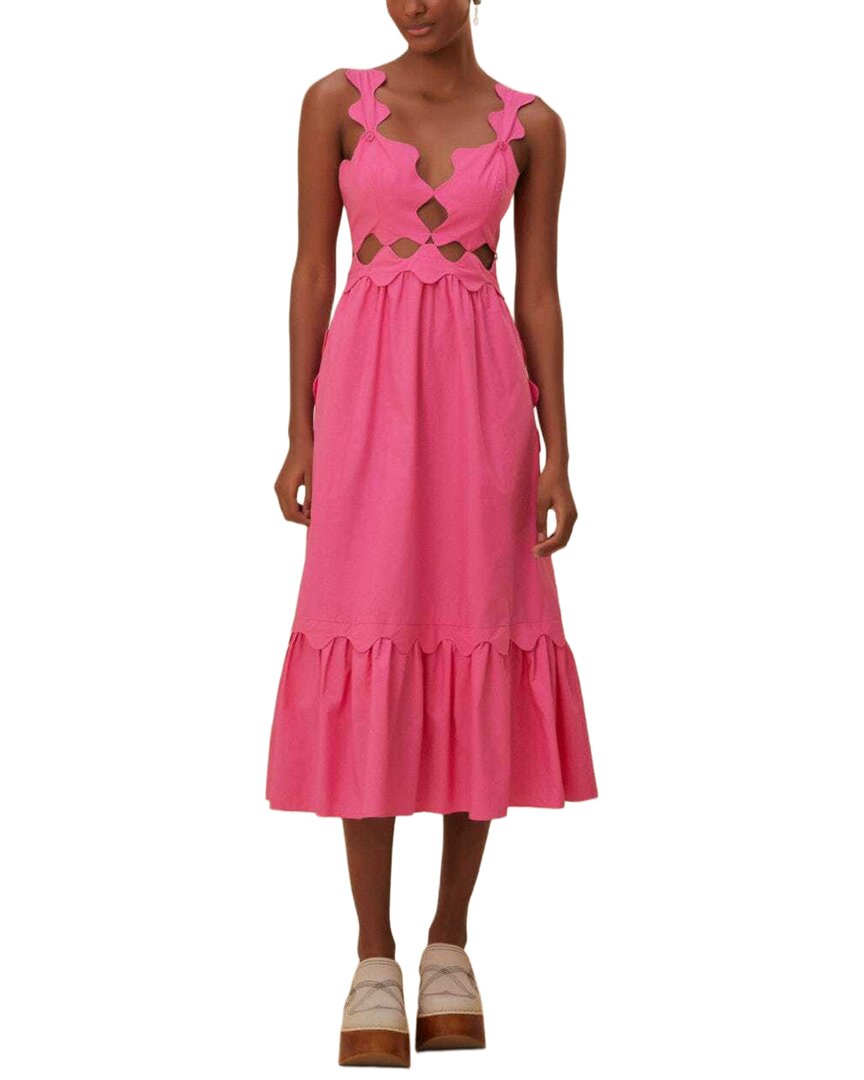 Farm Rio Pink Cut Out Sleeveless Midi Dress